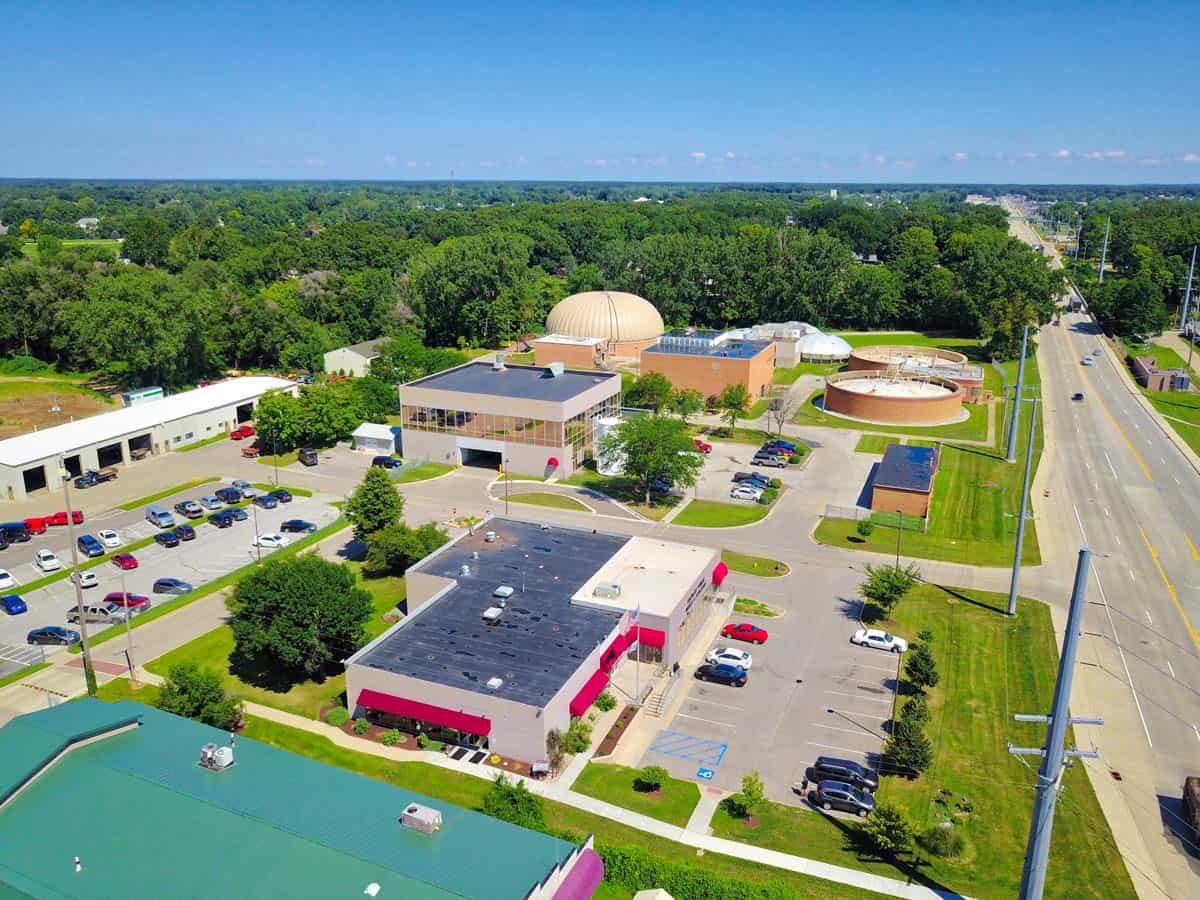 Aerial Drone Photos Of Wastewater Treatment Plant Elkhart IN 46516