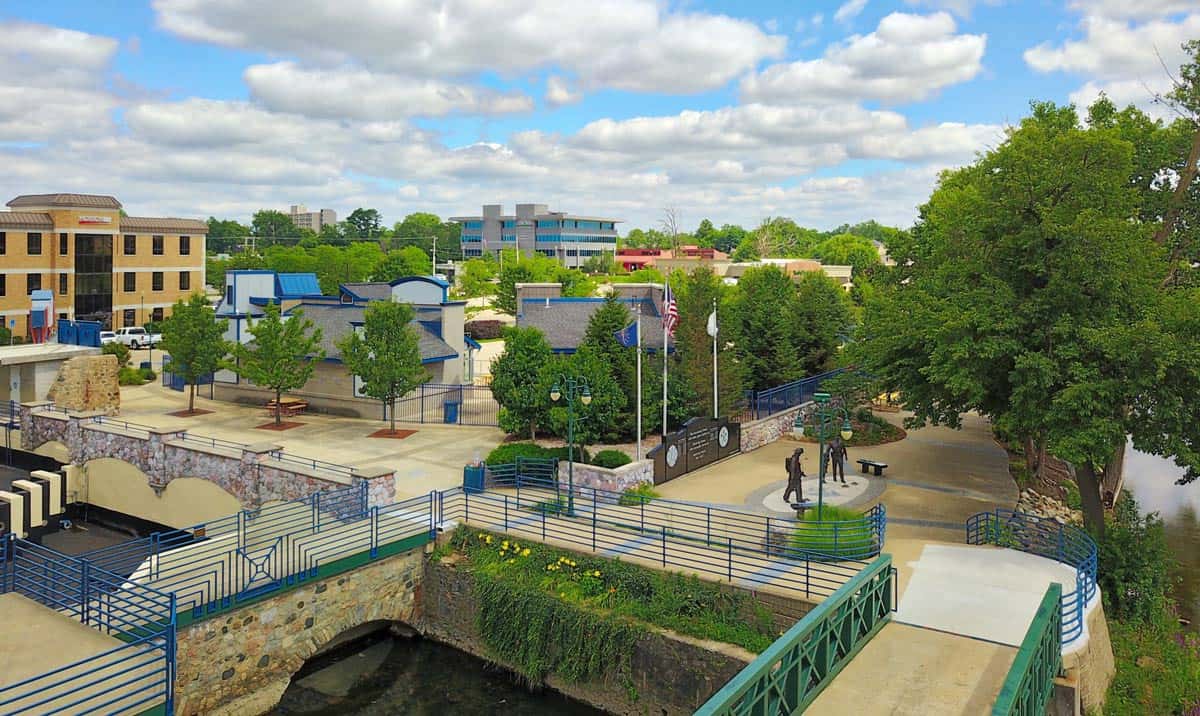 Aerial Drone Photos of Elkhart Riverwalk at Jackson Boulevard, Elkhart IN