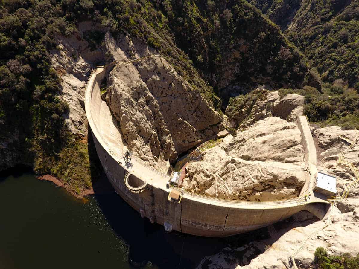 aerial drone photo of Santa Anita Dam