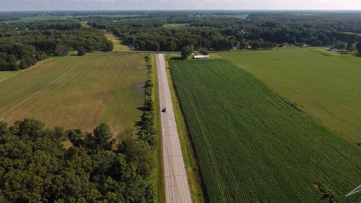 Aerial Drone Photo Pioneer Drive Road | Plymouth, Indiana