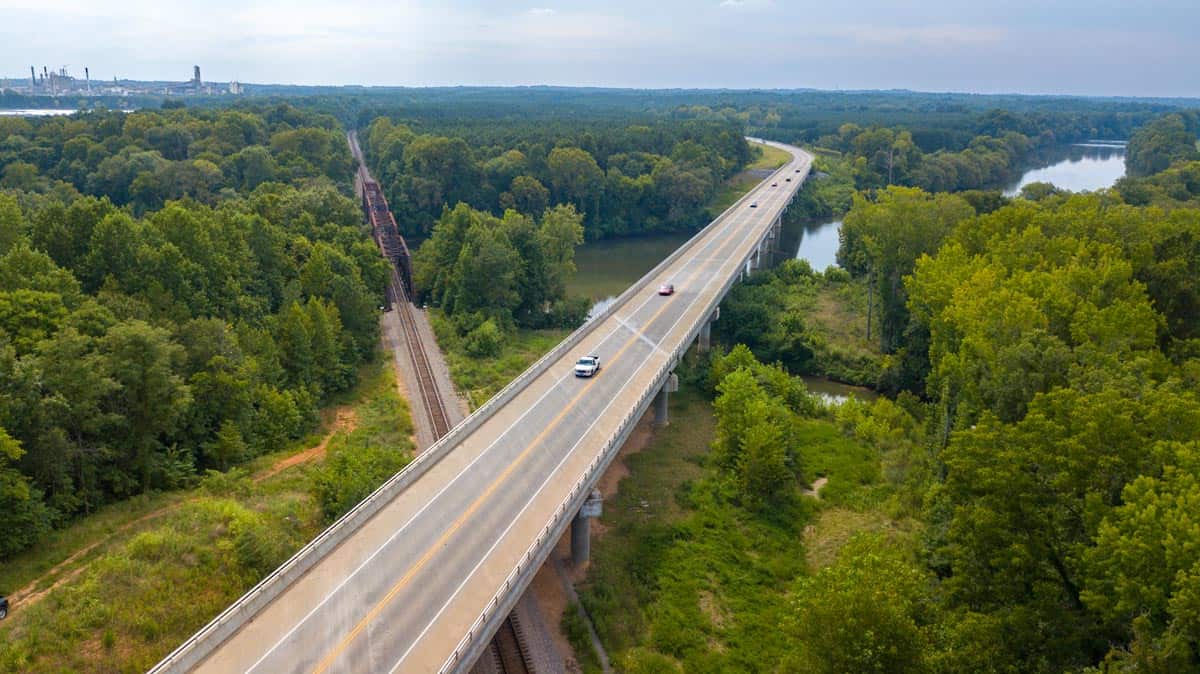 Aerial Drone Photos of 2 Bridges in Lancaster & Rock Hills, South Carolina