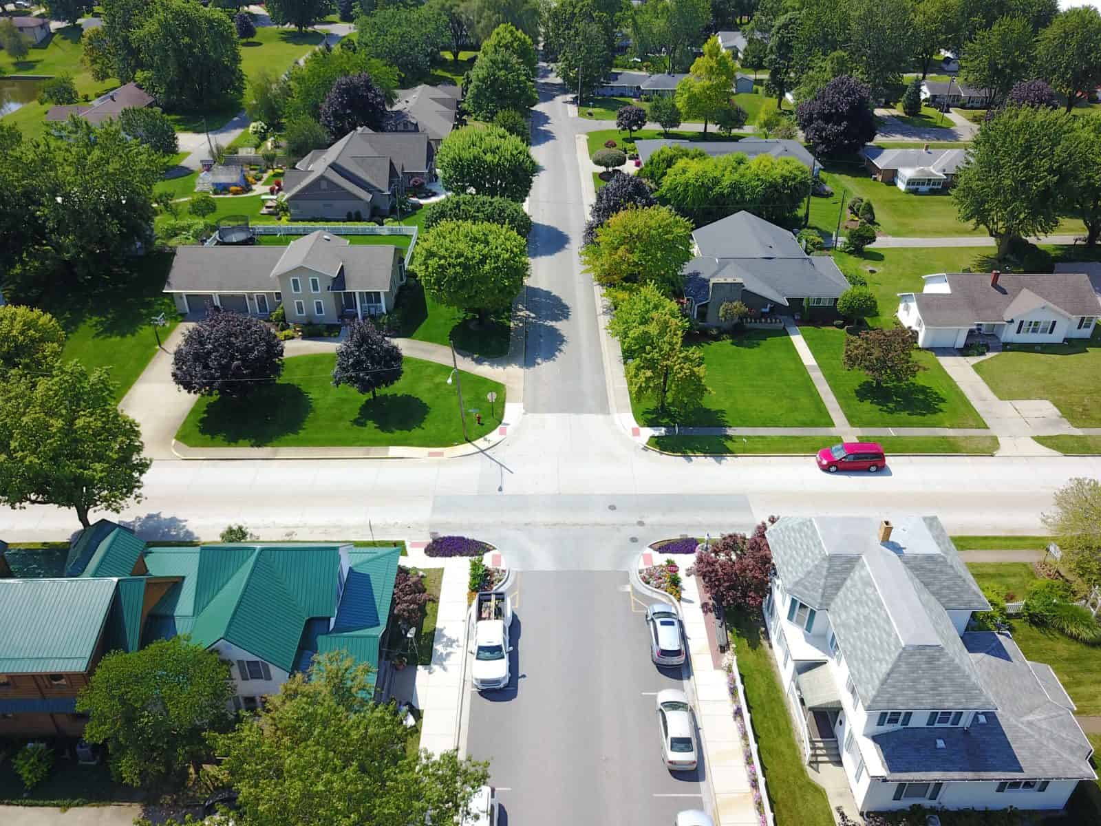 Aerial Drone Photos of Downtown Shipshewana, Indiana