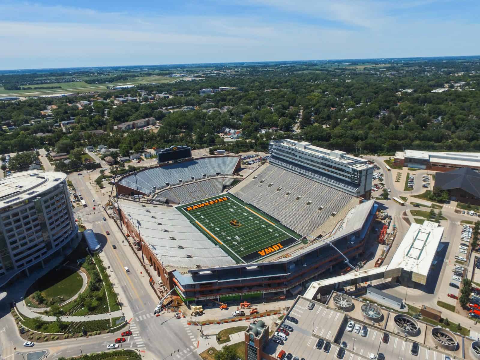 Aerial Drone View of Kinnick Stadium - Iowa Hawkeyes Football