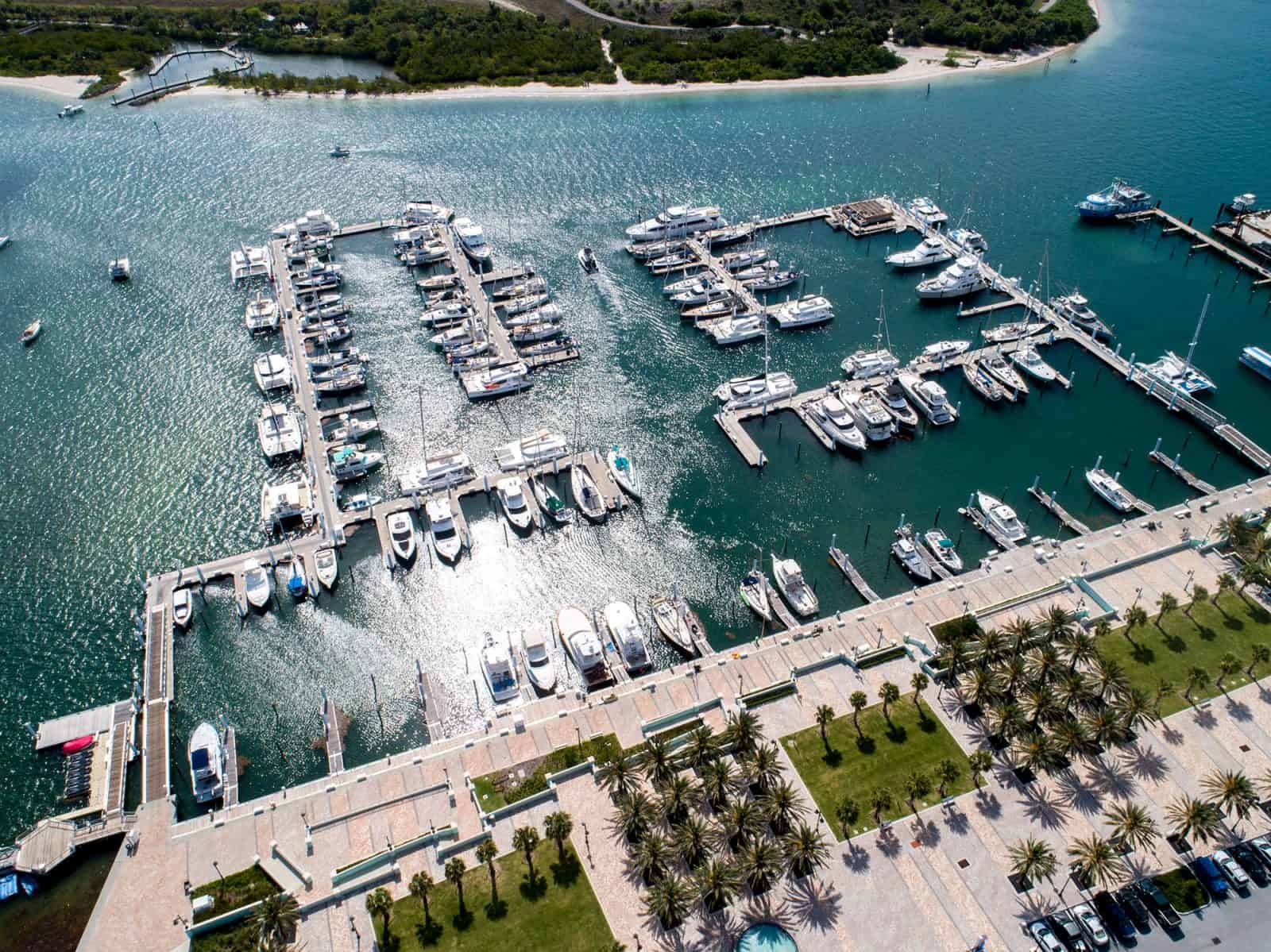 Drone Aerial Images of Boats in Marina in Riviera Beach, Florida