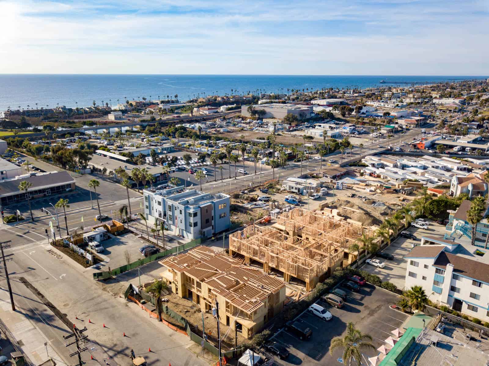 aerial photo of apartment complex under construction