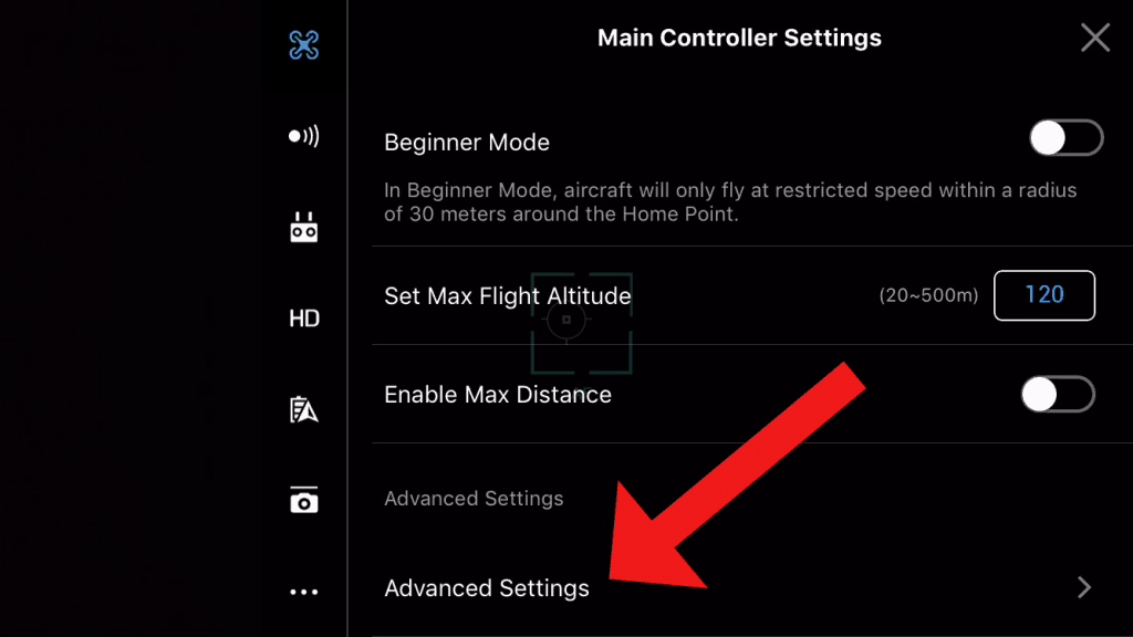 dji go main controller settings advanced
