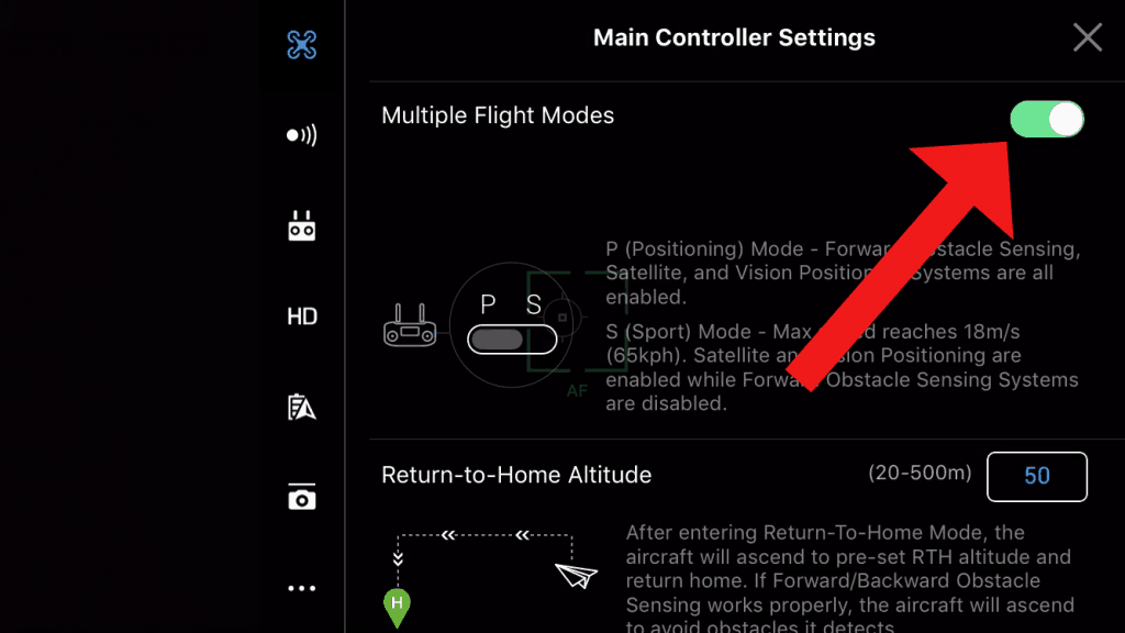 dji go multiple flight modes turned on