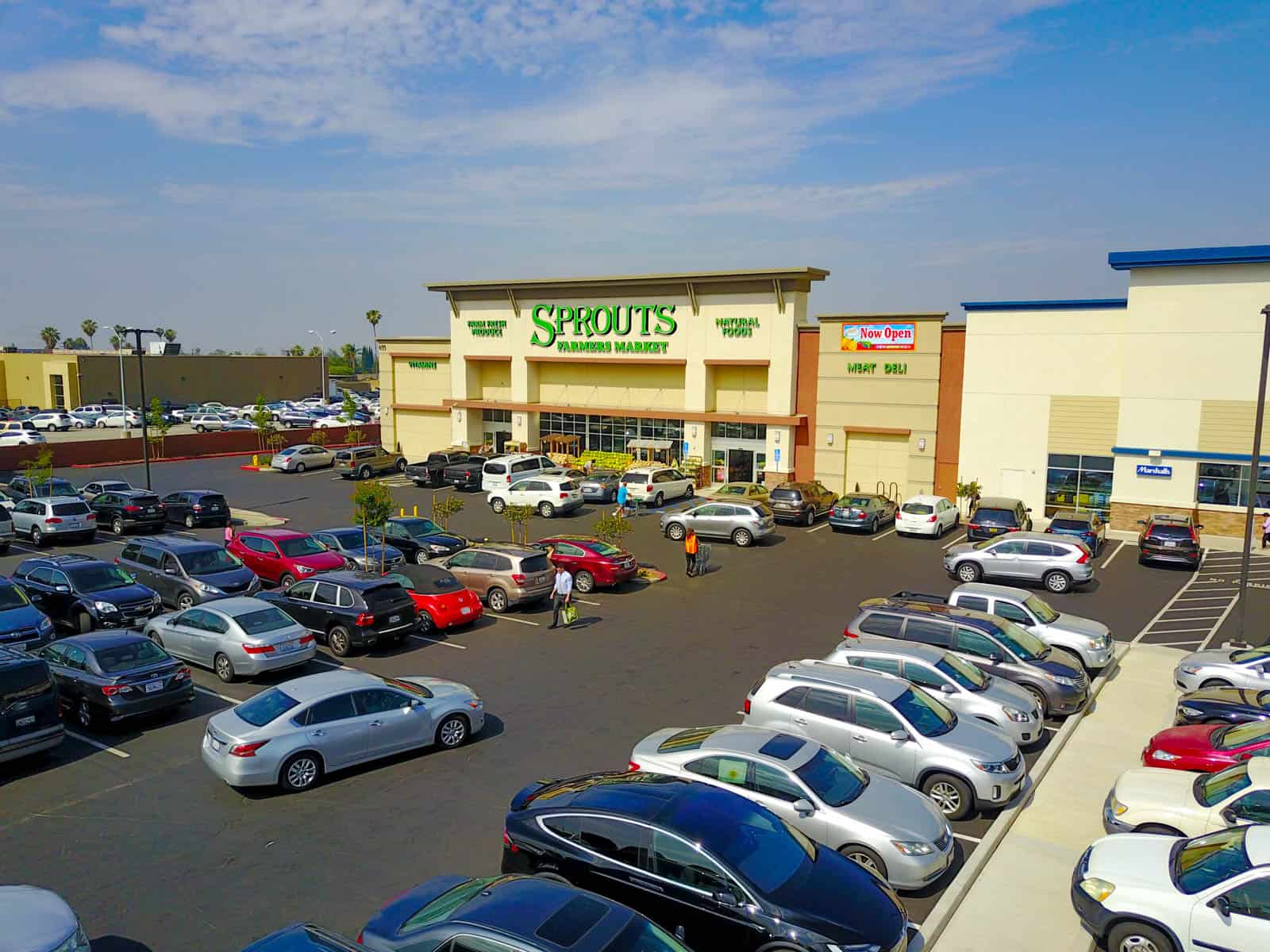 aerial drone photo of Sprouts Farmers Market store in Glendora, California 