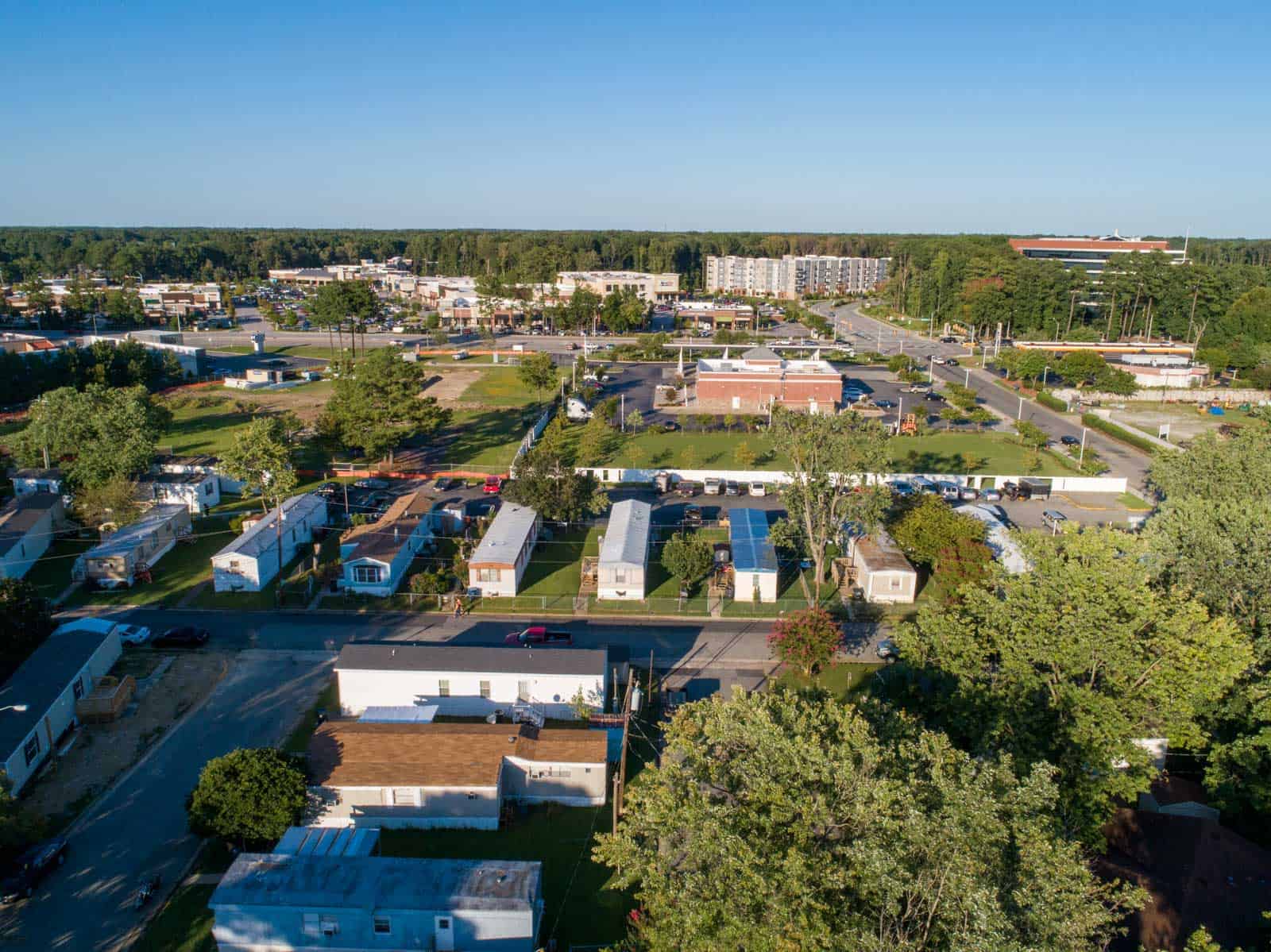 aerial drone photo of mobile home living community in Newport News, VA