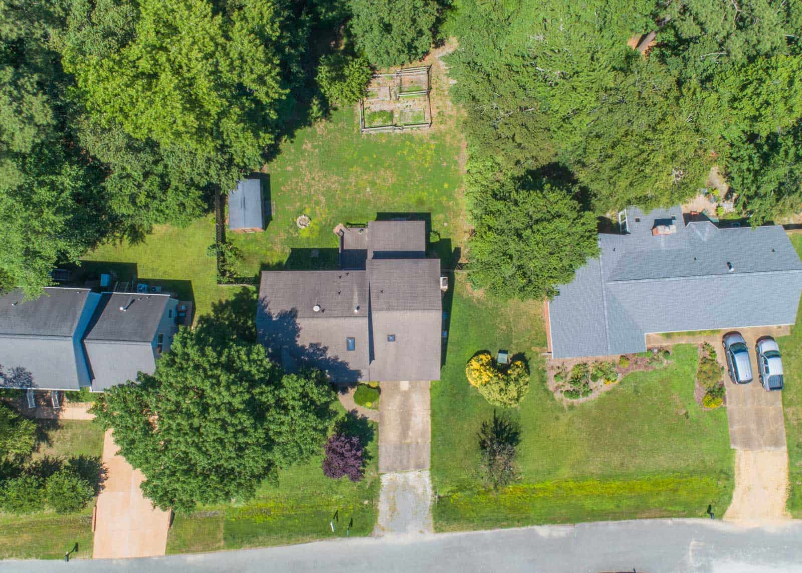 top down drone photo of residential property in Yorktown, VA